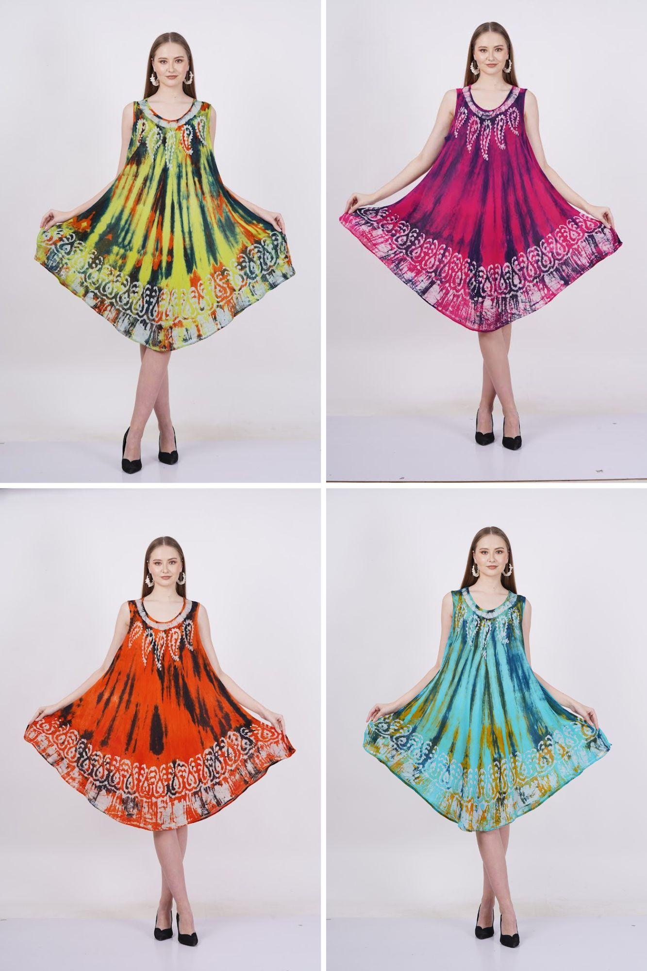 #575-666 Tie Dye Umbrella Sundress - One Size - $5.90 each (6 Pieces)