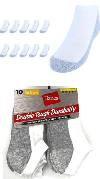 #4-H-ECK59 'Hanes' Boys No Show Sock 10 Pair Pack (Medium) - $2.60 per pack (12 Packs) image