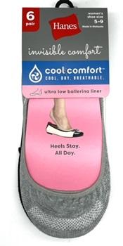 #6-H-03010 ‘Hanes’ Ultra Low Ballerina Liner Socks 5-9 – $1.80 per 6 pair pack (16 Packs) image