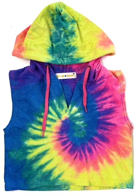 #7W-7353 Missy Tie Dye Cropped Hoodie - $3.00 each (35 Pieces) image