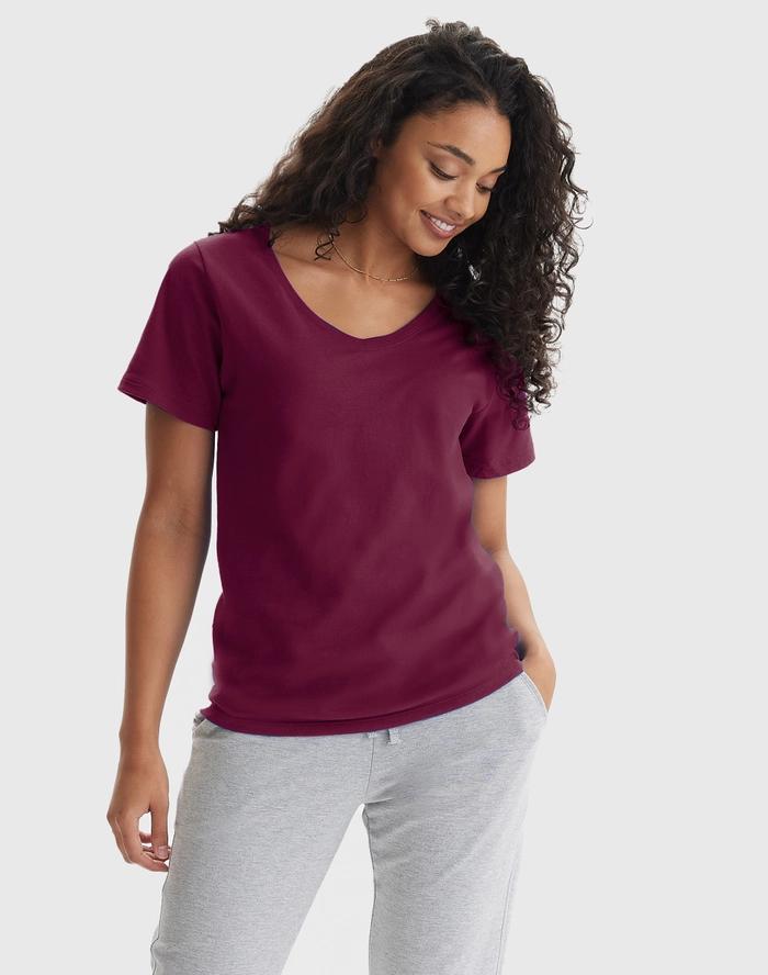 #266-HV Hanes Women's V-Neck Cotton T-Shirt - $1.50 each (11 Pieces) image