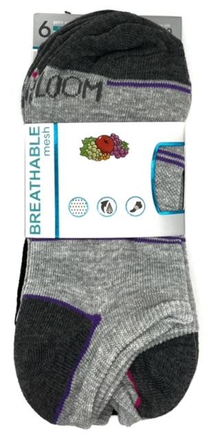 #6-F-10521 Women's 'Fruit of The Loom' No Show Socks - $1.80 Per 6 Pair Pack (12 Packs) image