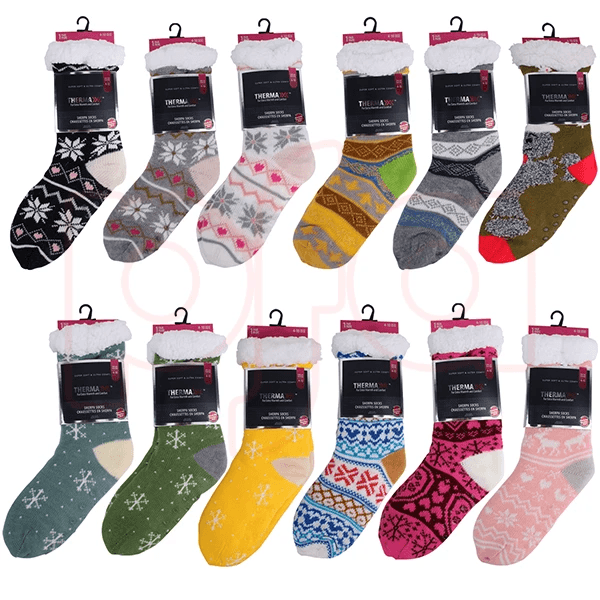 #6-12040 Women's Cozy Sherpa Socks - $2.00 Per Pair (24 Pair) image