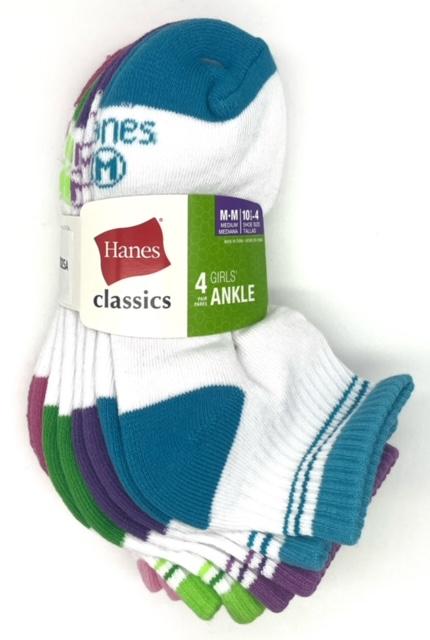 #4-H-116 'Hanes' Girls Ankle Socks 4 Pair Pack - $1.40 per pack (11 Packs) image