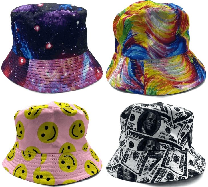 #9H-89504 Printed Bucket Hat with Drawstring - $3.00 each (12 Pieces) image