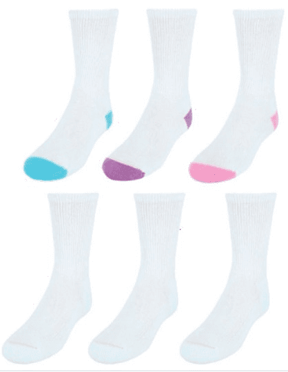 #4-H-69715 'Hanes' Girls Crew Socks 6 Pair Pack - $1.60 per pack (10 Packs) image