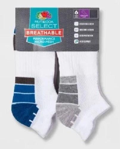 #9-F-10307 Men's 'Fruit of the Loom' Breathable Low Cut Socks - $3.50 Per 6 Pair Pack (12 Packs) image
