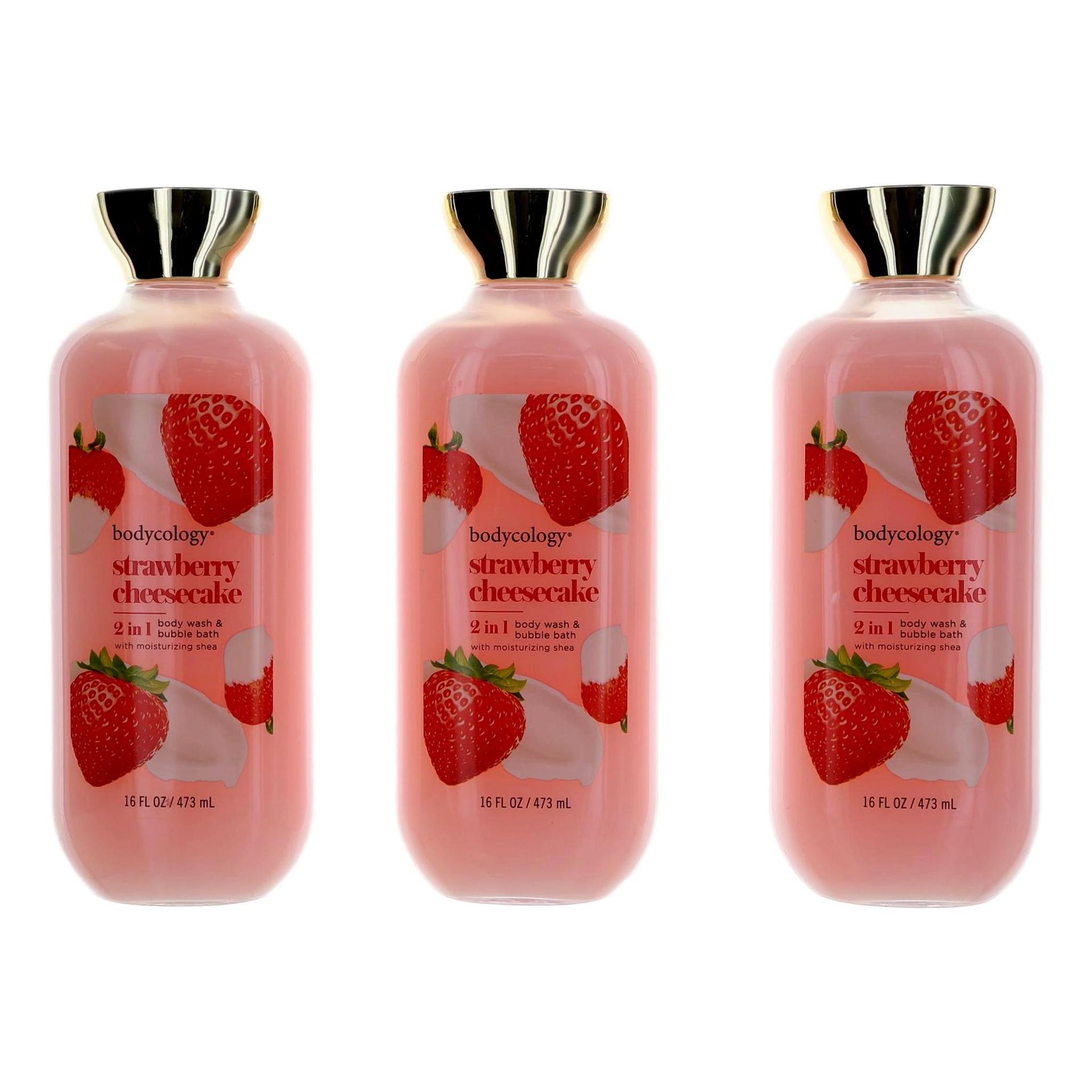Strawberry Cheesecake by Bodycology, 3 Pack 16 oz 2 in 1 Body Wash & Bubble Bath for Women image