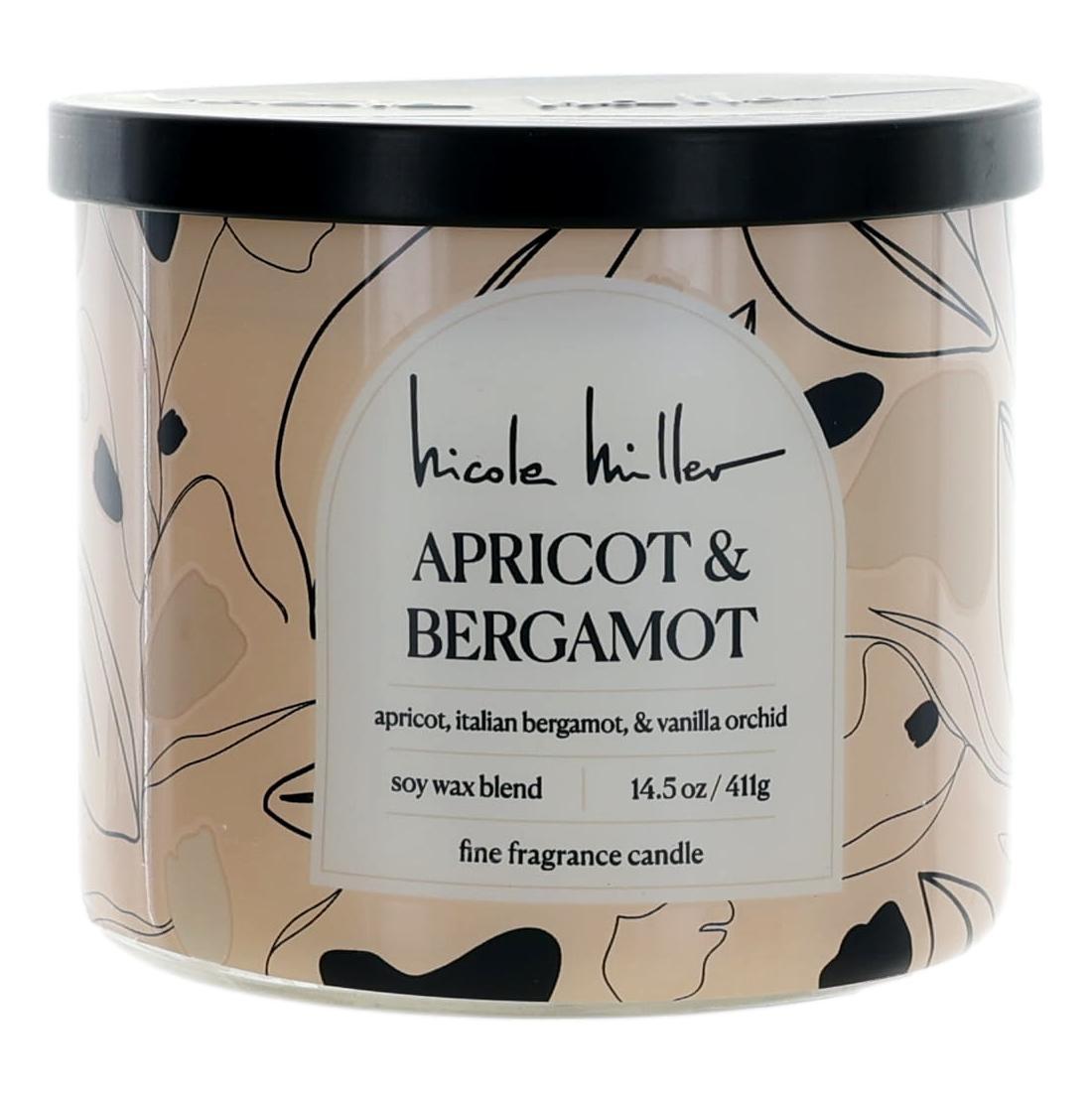 Nicole Miller 14.5 oz Soy Wax Blend 3 Wick Candle - Apricot & Bergamot image