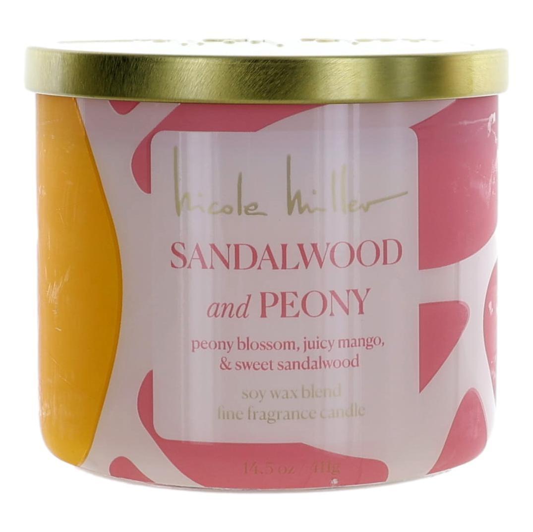 Nicole Miller 14.5 oz Soy Wax Blend 3 Wick Candle - Sandalwood and Peony image