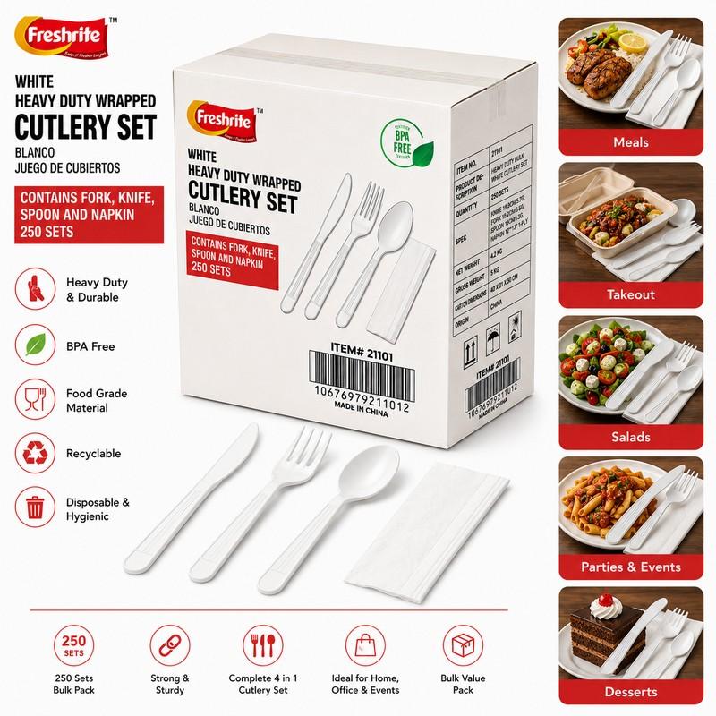 21101_WHITE HEAVY DUTY CUTLERY SET (4 IN 1) - 250