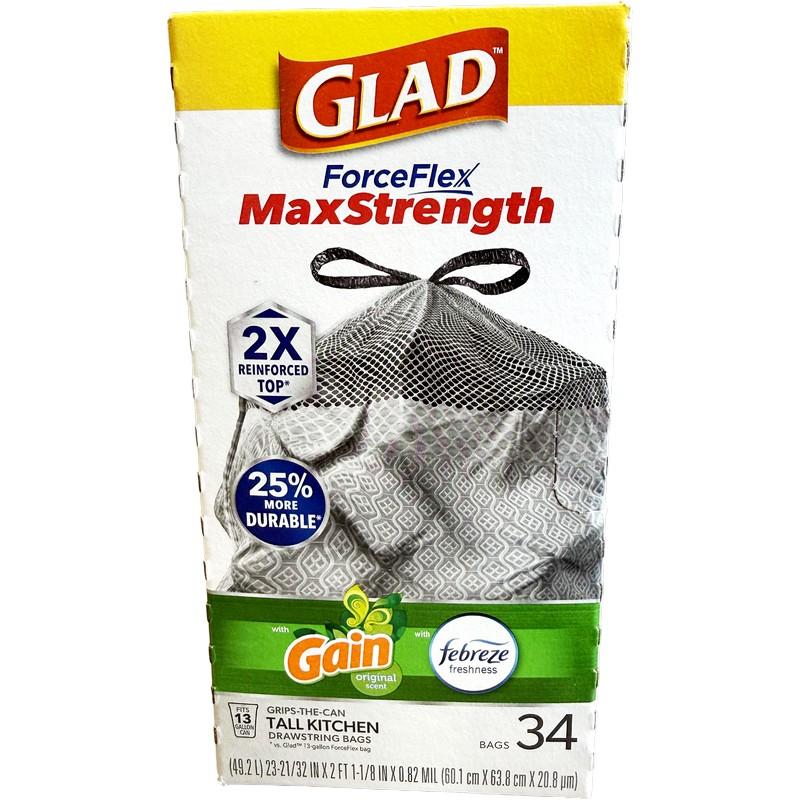 78692_34CT GLAD 13GALLON FORCEFLEX MAXSTRENGTH GRABZONE DRAWSTRING GAIN ORIGINAL ODORSHIELD-6 image