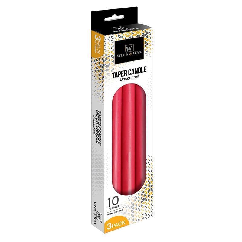 96055_10" TAPER CANDLE RED 3PK-24 image
