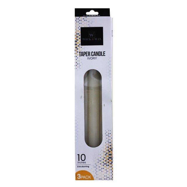 96505_10" TAPER CANDLE IVORY 3PK-24 image