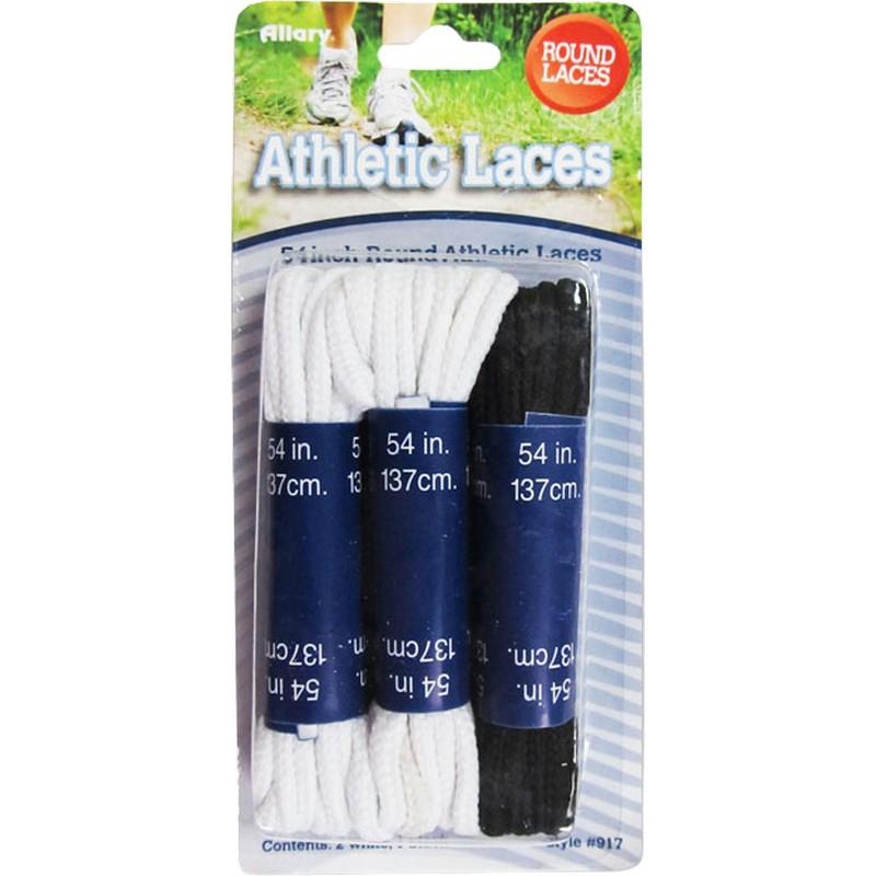 A0917_ATHLETIC LACES 3 PAIR (2 WHITE 1 BLACK) 54" ROUND-12 image