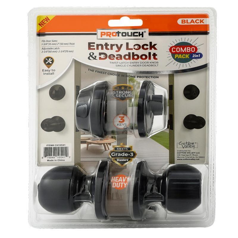 CH10541_2PK ENTRY LOCK/DEADBOLT SET WITH KEYS (BLACK) - 6 image