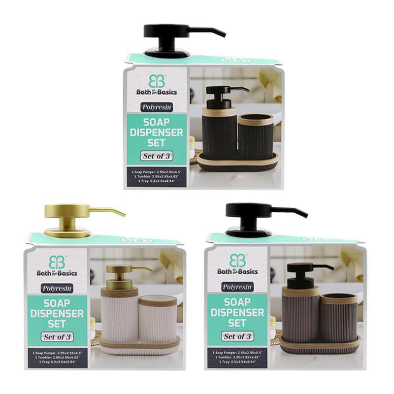 CH10613_3PCS POLYRESIN SOAP DISPENSER SET ASST - 6 image