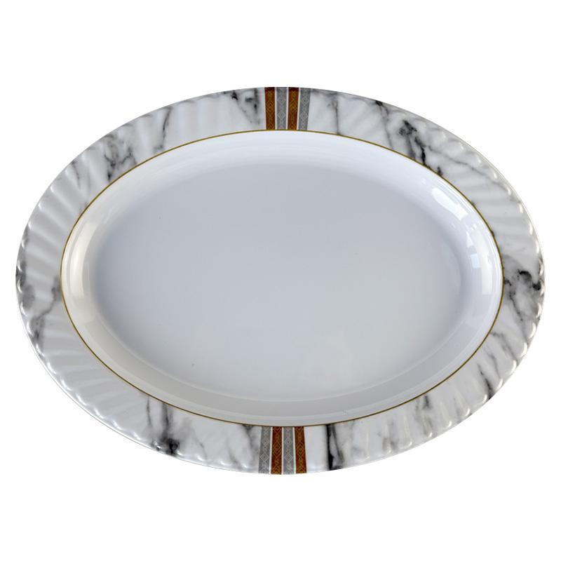 CH12061_14" MARBLE MELAMINE OVAL PLATE-24 image