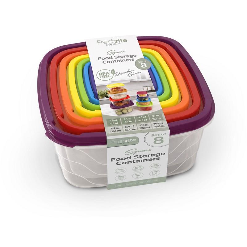 CH76046_8-PIECE RAINBOW SQUARE FOOD CONTAINER SET - 24 image