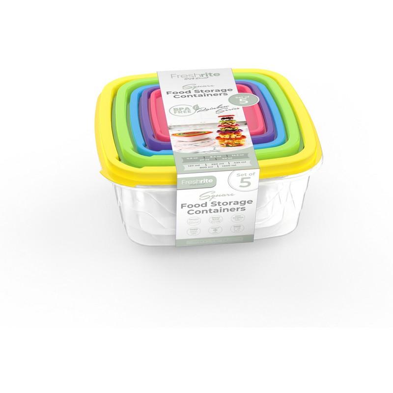 CH76048_5-PIECE RAINBOW SQUARE FOOD CONTAINER SET - 48 image
