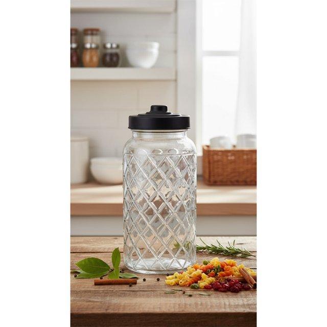 CH76645_1400ML GLASS JAR WITH BLACK METAL LID-12 image