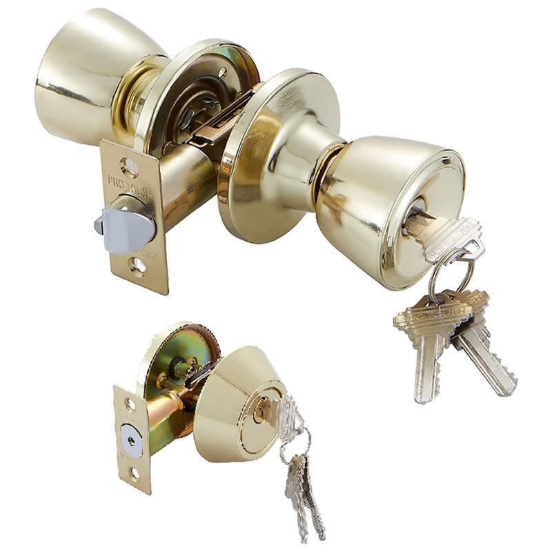 CH82361-6_2PK ENTRY LOCK/DEADBOLT SET WITH KEYS (GOLD) - 6 image