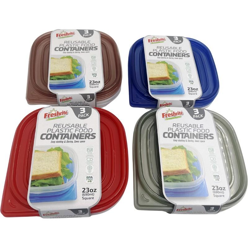 CH83040_23OZ / 690ML 3PK SQUARE REUSABLE CONTAINER SET - 48 image