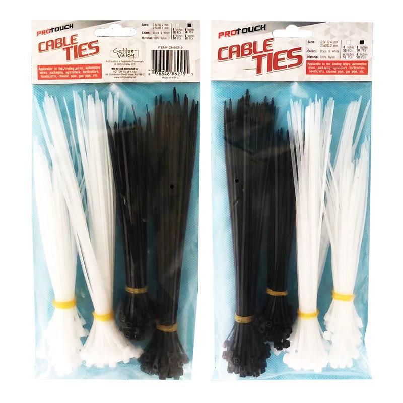 CH86215_6"/8" 2.5MM CABLE TIES WHT/BLK ASST - 36