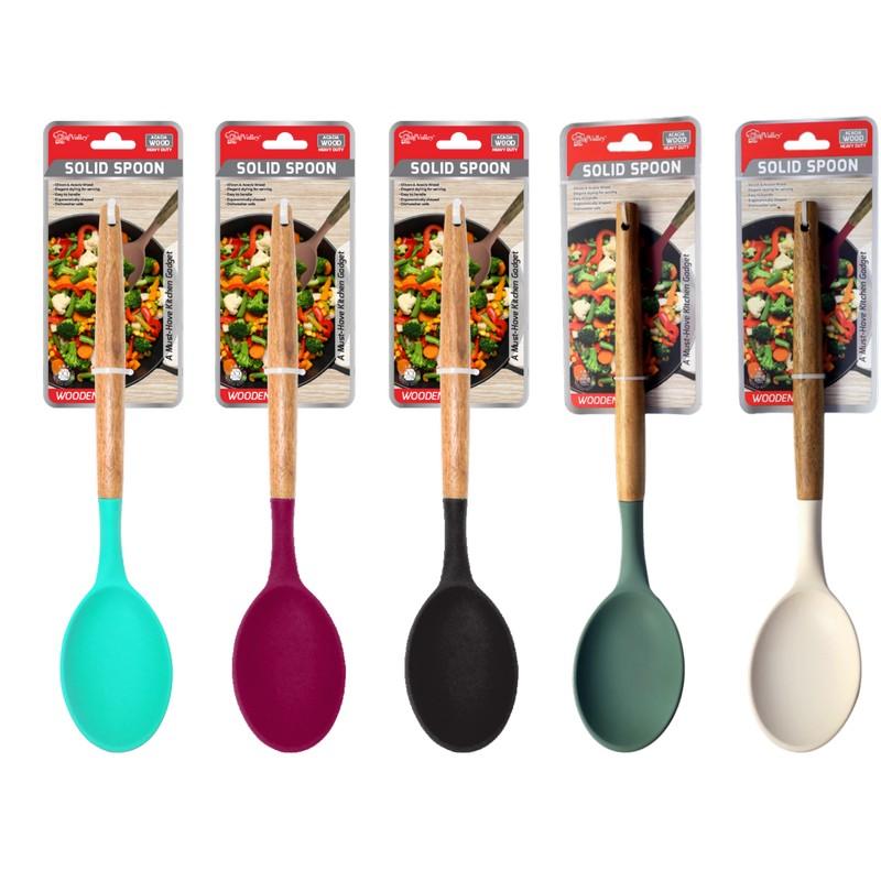 CH86926_KITCHEN SOLID SPOON WITH ACACIA  WOODEN HANDLE-24 image