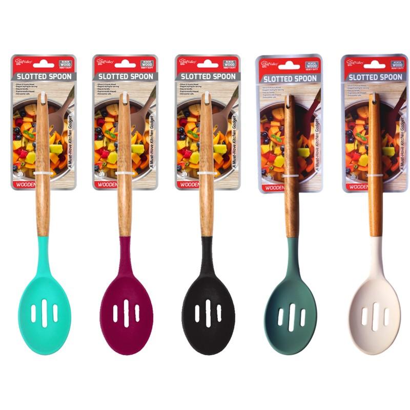 CH86927_KITCHEN SLOTTED SPOON WITH ACACIA  WOODEN HANDLE-24 image