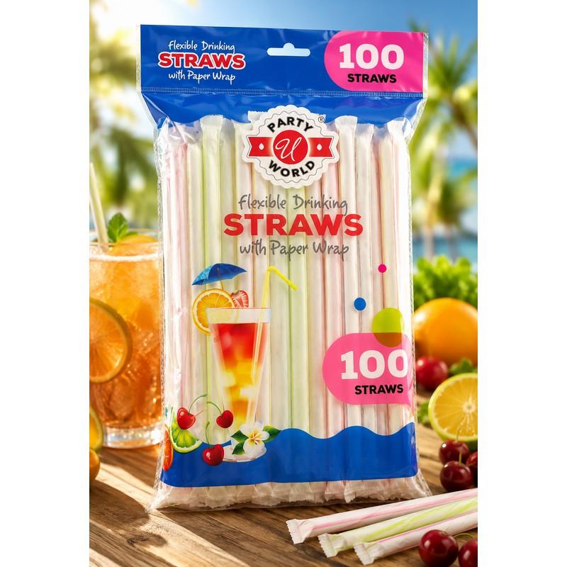 CN80880_100CT NEON PAPER WRAP STRAW IN BAG-48