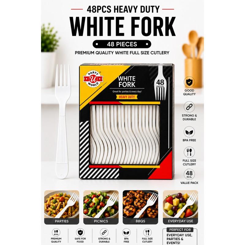 CN91567_48CT PP HEAVY DUTY WHITE FORK IN PRINTED BOX-24