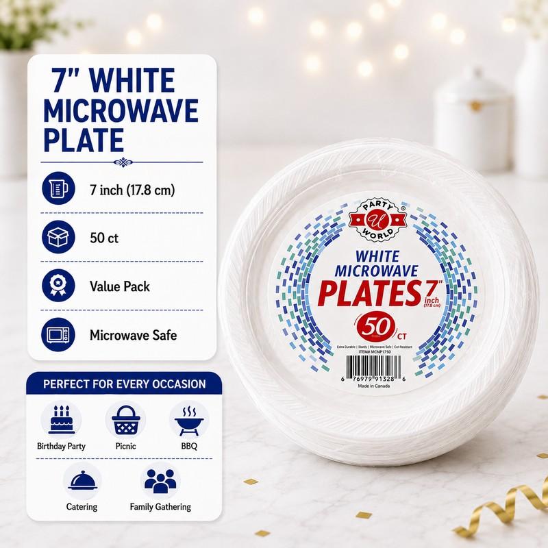 CN91578_7" WHITE MICROWAVE PLATE 50 CT-12 image