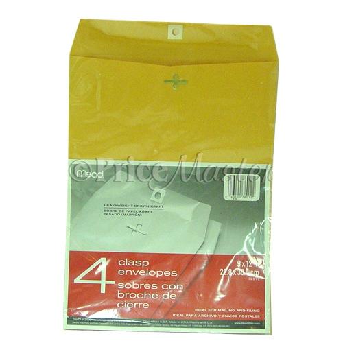 Envelope Metal Clasp 9"X12"4Ct Big #76012 Mead image
