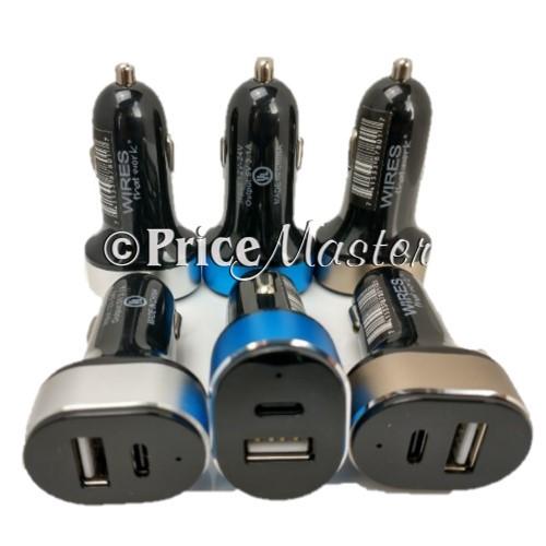 Wtw Car Charger Dual W/ Type-C 3.1A Black image