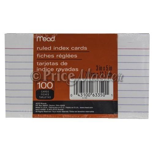 Index Cards Mead 3X5 Ruled 100Ct /63350 image