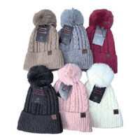 Ladies Winter Pom Hat / Wool Ball Twist Winter Hat image