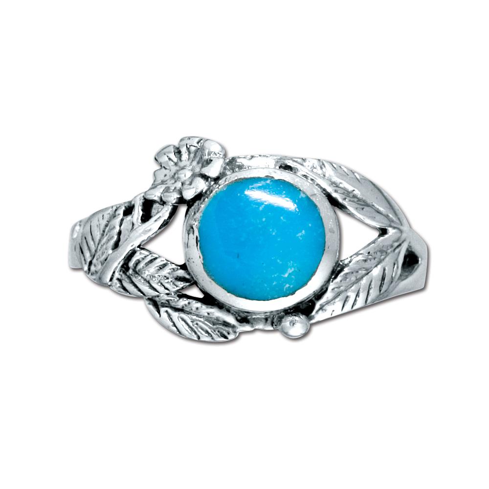 Sterling Silver Western Women's Ring with Genuine Turquoise (NWR-203) image