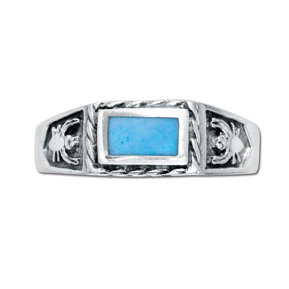 Sterling Silver Western Women's Ring with Genuine Turquoise (NWR-207) image