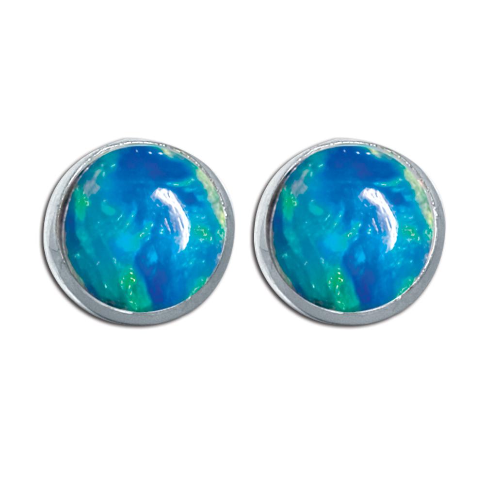 Sterling Silver Blue / White Opal Stud Earrings 4mm (SOE618) image