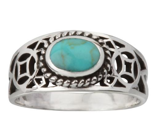 Sor246: Sterling Silver Filigree Ring with Turquoise image