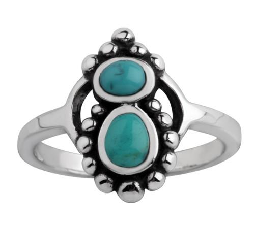 Sor269: Sterling Silver Dotted Bezel with Turquoise Ring image