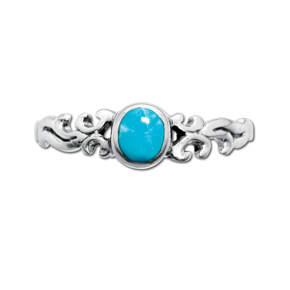 Sterling Silver Western Women's Ring with Genuine Turquoise (NWR-101) image