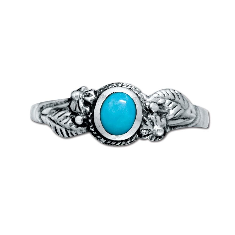 Sterling Silver Western Women's Ring with Genuine Turquoise (NWR-102) image