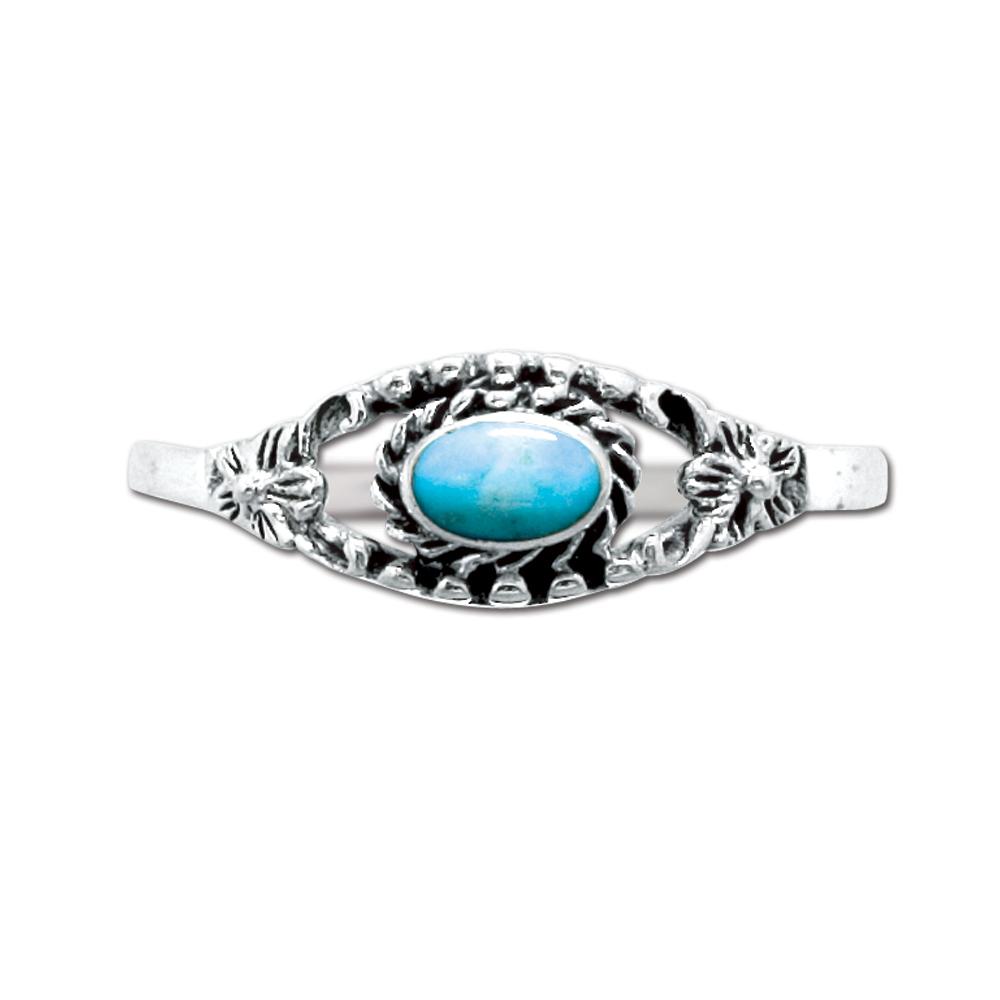 Sterling Silver Western Women's Ring with Genuine Turquoise (NWR-103) image