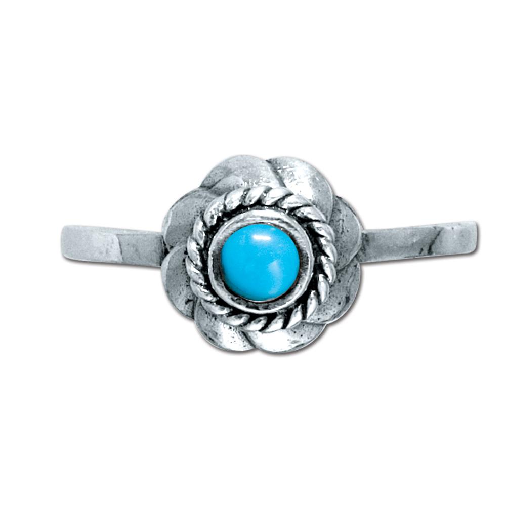 Sterling Silver Western Women's Ring with Genuine Turquoise (NWR-111) image