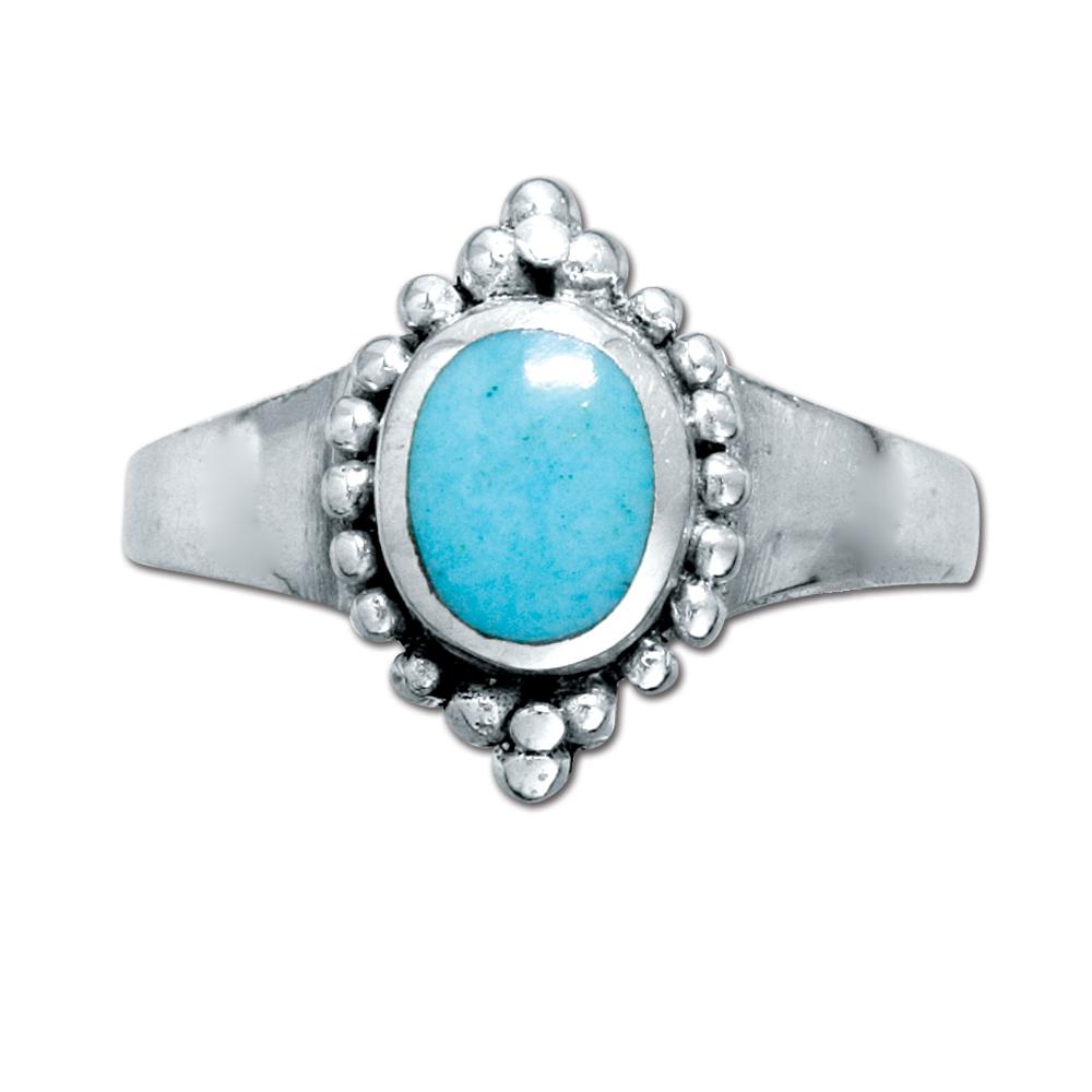 Sterling Silver Western Women's Ring with Genuine Turquoise (NWR-209) image