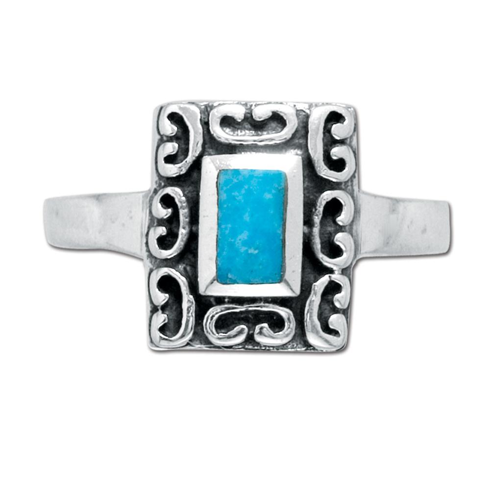 Sterling Silver Western Women's Ring with Genuine Turquoise (NWR-210) image