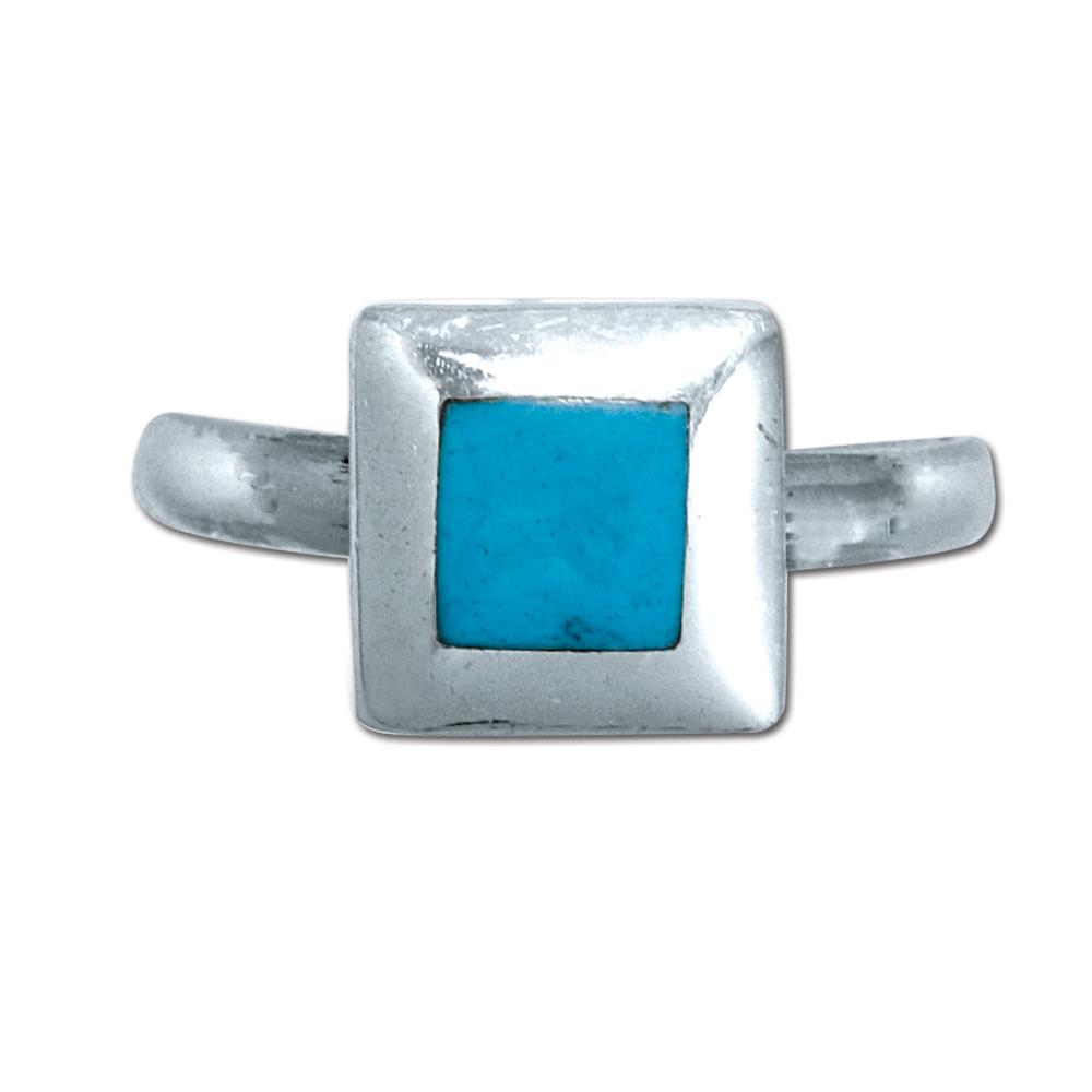 Sterling Silver Western Women's Ring with Genuine Turquoise (NWR-214) image