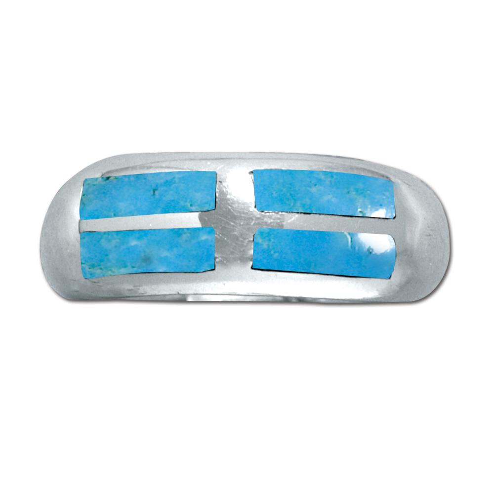 Sterling Silver Western Women's Ring with Genuine Turquoise (NWR-305) image